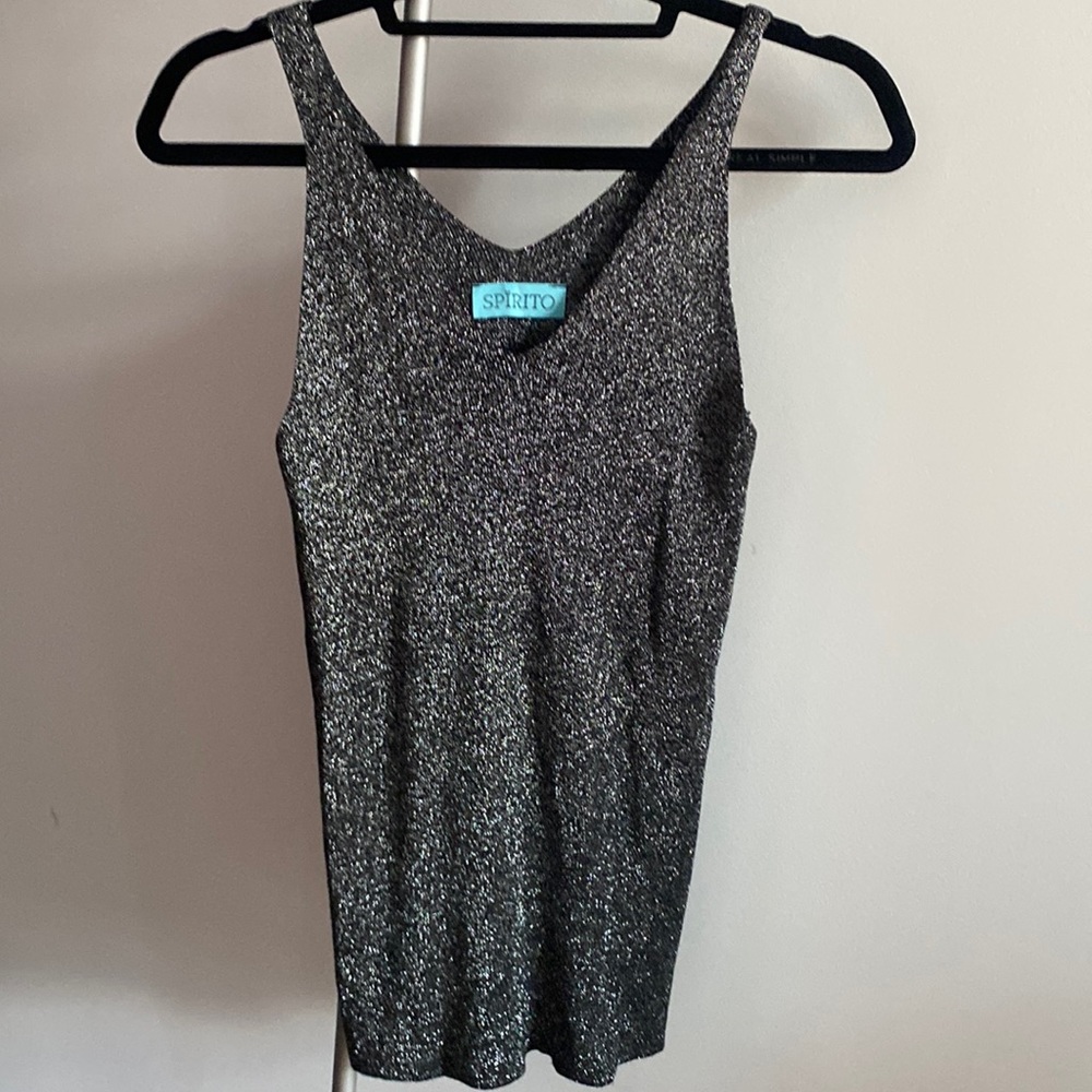 Black/ glitter V neck top